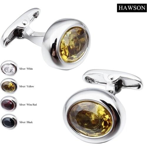 HAWSON Multi Colors Zircon Cufflinks for Men Fashion High Quality Dress Jewelry Designed for Wedding Business