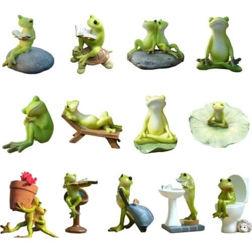 Hand Made Cute Quiet Frog Action Toy Figures Model Home Childrens Room Desk Decoration