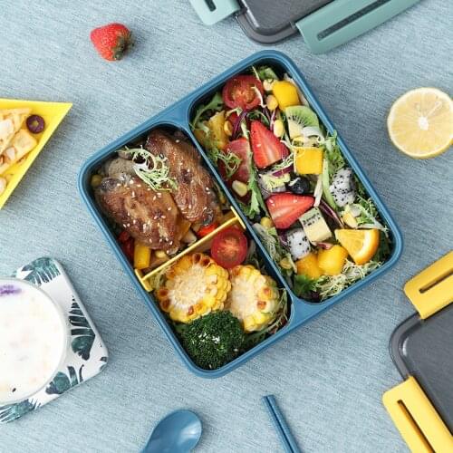 Ins Style Eco-friendly Material Lunch Box BPA Free Bento Box Microwave Fruit Salad Container with Cutlery
