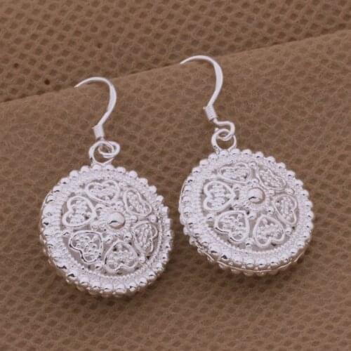 AE557 925 Jewelry Silver Color Wholesale Popular Charm Earrings For Women , The Pattern Of Disk /bdqajuxa Awbajnia