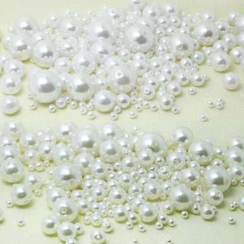 4 6 8 10 12 14 16 18 20mm White Ivoy ABS Imitation Pearl Beads Round Loose Spacer Beads for Jewelry Making DIY Bracelet Necklace