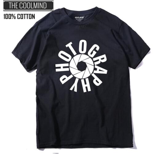 COOLMIND QI0130A 100% cotton cool photo graphy print men T shirt casual short sleeve men tshirt tops mens tee shirts t-shirt