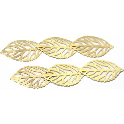Brass Fashion Hollow Single Hole Leaf Simple Leaf Pendant Stamped Metal Leaf Earring Necklace Pendant 19.5*34.4mm