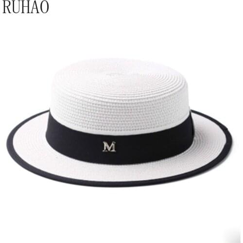 RUHAO Summer straw hat casual sunscreen beach hat M standard fashion womens hat
