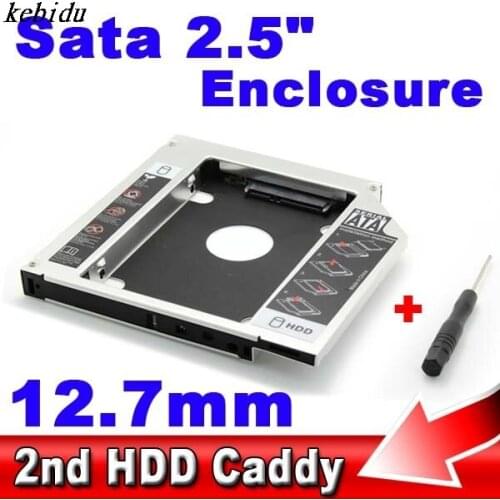 Hot Universal SATA to SATA 12.7mm Aluminum 2nd SSD HDD HD Hard Disk Driver Caddy External Case CD DVD-ROM Optical Bay for Laptop