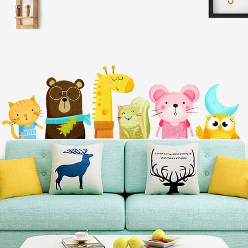 Cute Animals Whale Monkey Owl Cat Panda Giraffe Wall Stickers Removable Wall Decals For Kids Baby Nursery Home Decor Murla Decor