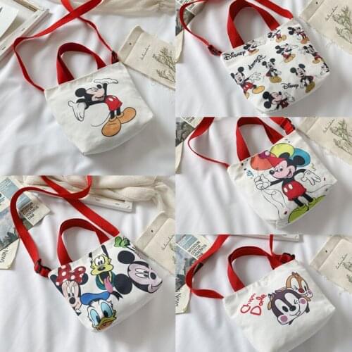 Disney Mickey Minnie Mini Backpack Messenger Shoulder Bag Portable Korean Canvas Small Bag Kids Girls Coin Purse School Bag