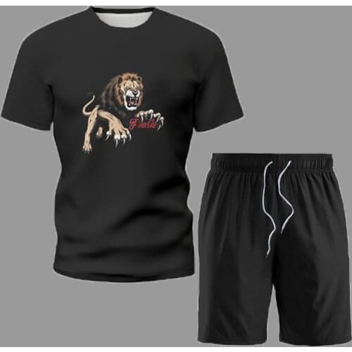 Men’s Sets Black Gothic Short Sleeve Clothing Summer T-Shirt Shorts Two Piece Set 2021 Casual All-Match Male Female Tracksuit