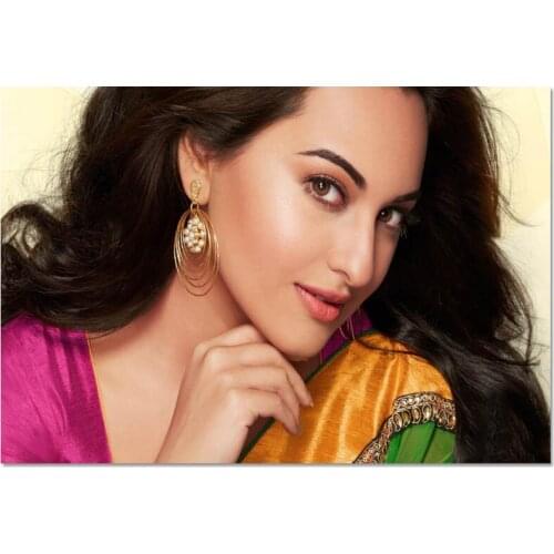 New Arrival Custom Sonakshi Sinha Canvas Painting Poster Home Decor Cloth Fabric Wall Art Poster for Living Room 27x40cm,30x45cm