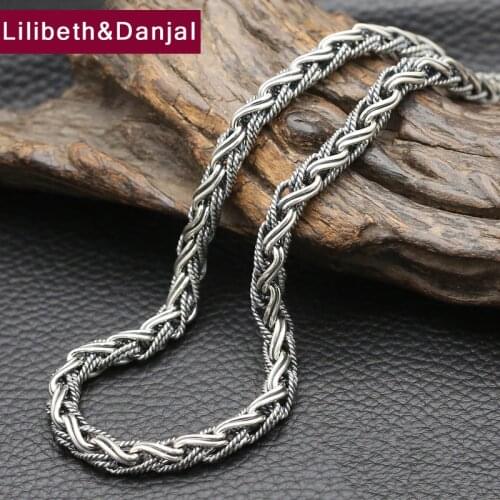 New 925 Sterling Silver Necklace Men Jewelry 7mm Wide Weave Rope Chain Pendant Necklace women Gift Fine Jewelry N4