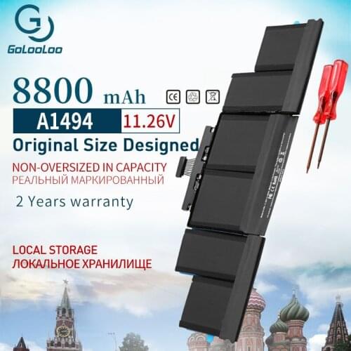 Golooloo 8800mAh 95Wh New A1494 Laptop Battery For Apple Macbook Pro 15" A1398 Retina Late 2013 Mid 2014 ME293 ME294 With tool