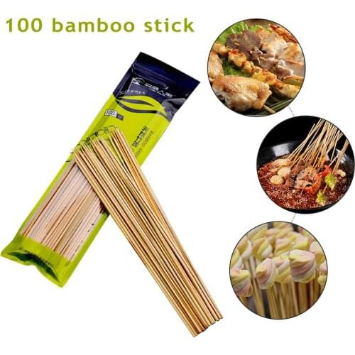 100pcs 30cm BBQ Bamboo Skewer Disposable Camping Barbecue Skewers Sticks Environmental BBQ Kebab Stick Camping Utensils