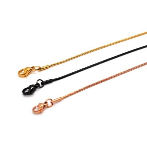 Wholesale Jewelry -- (50 cm x1.5 mm )Titanium steel Small Snke Necklaces for Women Men No Fade Gold / White