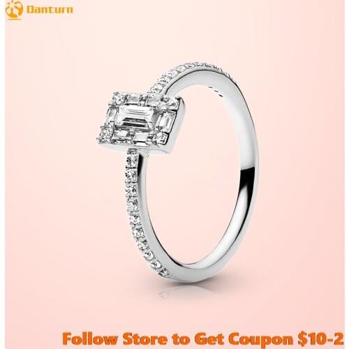 925 Sterling Silver Women Rings CZ Square Ring Sparkling Square Halo Rings for Women Jewelry Anniversary