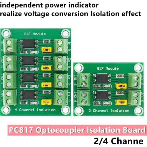 PC817 2 4 Channel Optocoupler Isolation Board Voltage Converter Adapter 3.3V to 5V Module 3.6-30V Driver Photoelectric Isolated