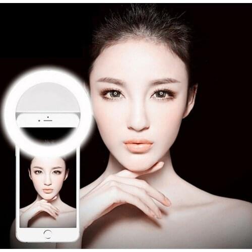 Rechargeable Selfie LED Flash Light Up Phone Luminous Selfie Ring Light Clip Photography Enhancing For iPhone 8 X 7 Samsung