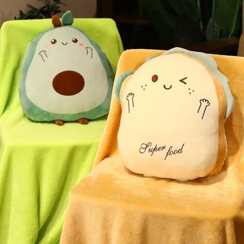 Kawaii Bread Fruit Plush 3 in 1 Toys Stuffed Soft Pillow Sandwich Avocado Egg Lovely Dolls for Children Baby Birthday Gift