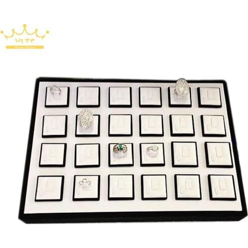 High Quality Ring Jewelry Display Tray Black With White 24 Sheets Ring Plate Ring Holder Jewelry Pallet Stand