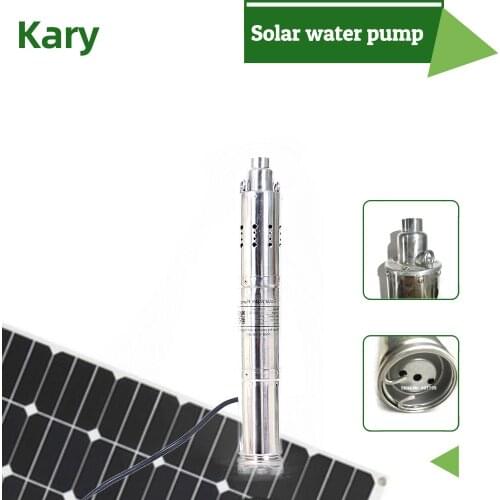 Kary 3 inches 24v 36v DC brushless submersible screw solar pump internal MPPT controller, max lift 60m 1 hp solar pump