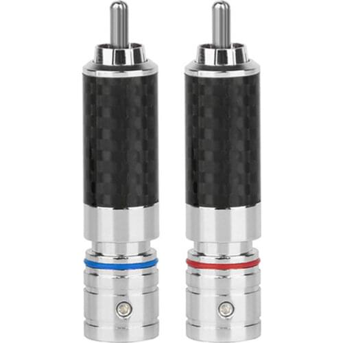 RCA Connector Male Audio Plug Solder Carbon Fiber Rhodium/Gold/Red Copper Plated Speaker Terminal Adapter 8.5mm-10mm ID