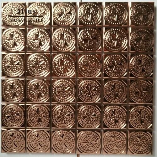 Luxury rose gold ripple stainless steel metal mosaic tile