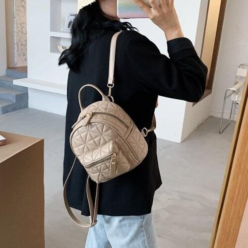 Backpack womens new Korean style fashion wild embroidery thread rhombus mini small fresh backpack ins fire small bag