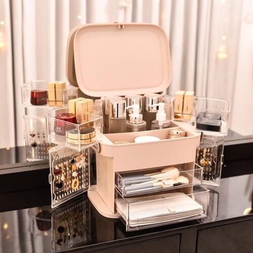 Waterproof And Dustproof Makeup Box Large capacity with Holder jewelry Container Bathroom Comestic Organizer