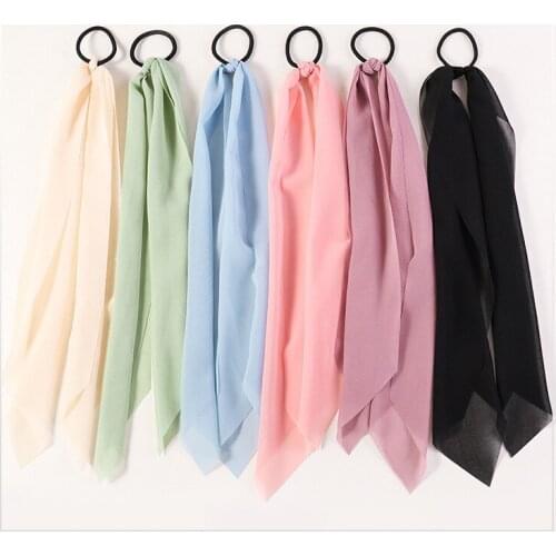 South Koreas New Solid Color Chiffon Streamer Fabric Hair Ring Tie Hair Small Fresh Girl Elastic Scrunchies