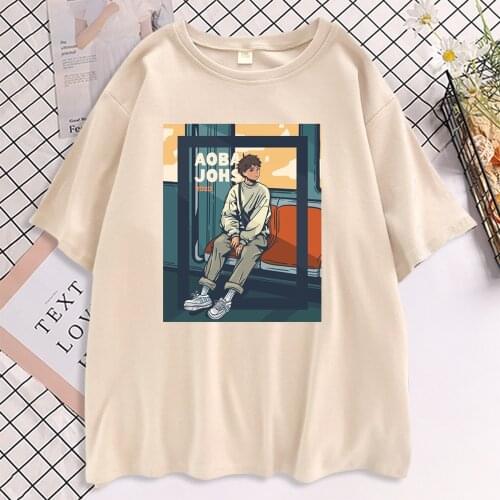 Women Anime Haikyuu T Shirt Aoba Johsai High School T Shirts Summer Harajuku Tshirt Oversized Short Sleeve Tee Round Neck Tops