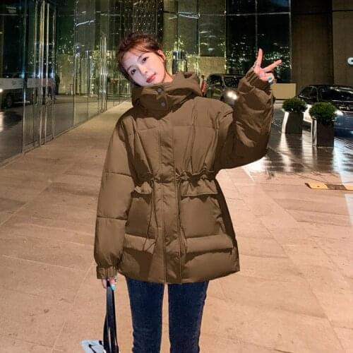 Womens Cotton Padded Jacket With Loose Waist, Medium Length And Thickened Down Cotton Padded Jacket New Korean Short Cotton Pad