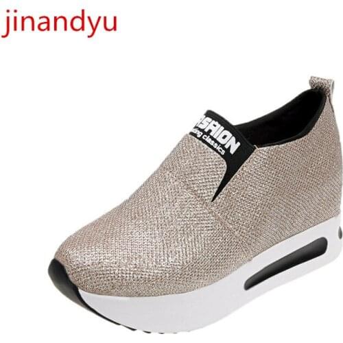 Wedge Sneakers Platform Shoes Women Black Gold Slip on Shoes for Women Shine Sneaker Platforms Fashion Trainers Women Loafers