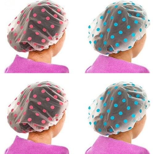 1PC Dot Waterproof Shower Cap Thicken Bath Hat Bathing Cap for Women