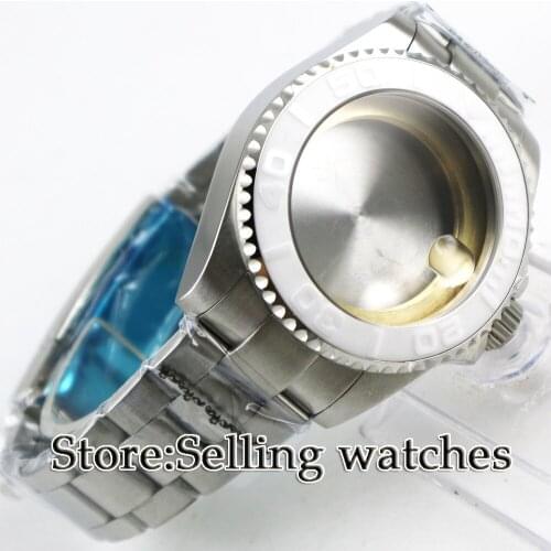 43mm sapphire glass white caremci bezel Watch Case fit ETA 2836 ,mingzhu 2813 and miyota 82 series MOVEMENT