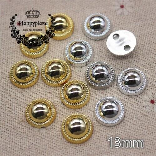 50PCS 13mm Golden Round Plastic Flatback Button Decoration Sewing Craft Scrapbook Accessories