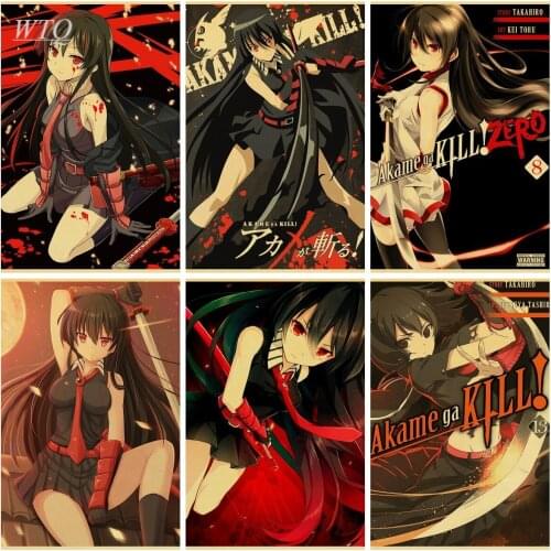 Anime Posters Akame Ga KILL Retro Poster Canvas Painting Wall Poster Wall Art Picture Home Decor Photos for Childrens Room