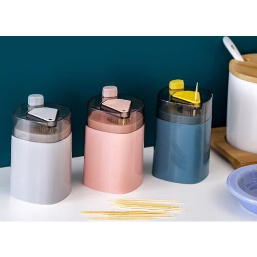 1Pcs Automatic Toothpick Box Wheat Straw Toothpick Holder Container Portable Pop-up Toothpick Dispenser Storage Box Kitchen New