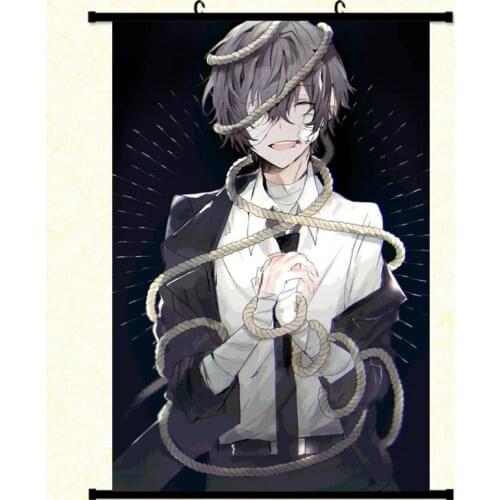 Bungou Stray Dogs Dazai Osamu Nakahara Anime Painting Hanging Fabric Wall Poster Scroll Home Decor Cosplay 20cm*30