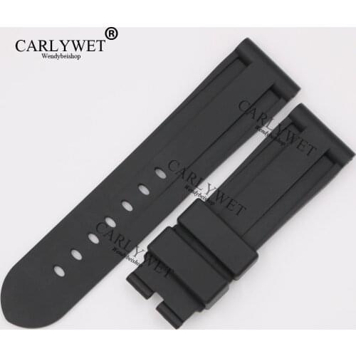 CARLYWET 24mm Wholesale Newest Black Waterproof Silicone Rubber Replacement Wrist Watch Band Strap Belt For Luminor