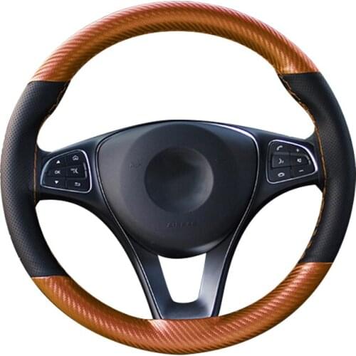 Car Steering Wheel Cover DIY Hand-sewn with Needle and Thread Carbon Fiber Wear-resistant Elastic Breathable Handle Cover