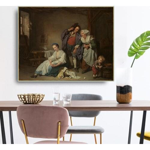 Citon Jean-Baptiste Greuze《Broken Eggs》Canvas Oil Painting World Famous Artwork Poster Picture Modern Wall Decor Home Decoration