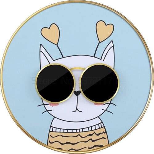 Nordic bedroom decorative painting cartoon three-dimensional lovely glasses cat circular mural bedside hanging painting