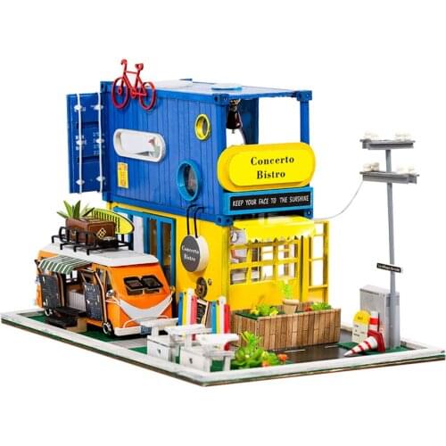 DIY Wooden Summer Dollhouse Kits with Catering Truck Christmas Birthday Gift