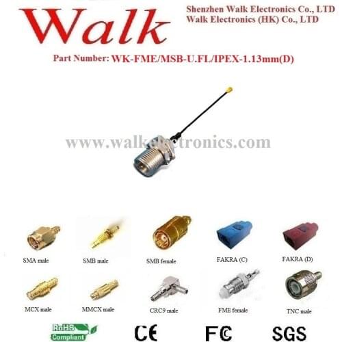 FME male U.FL 1.13mm(D) cable, FME IPEX 1.13mm(D) cable, FME antenna cable, fme cable screw mount