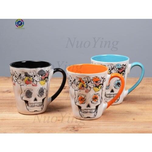 Ceramic Creative Skull Cup Coffee Milk Tea Retro Personality Cup 450ml Drink Exquisite Gift Cup Mug Christmas Gift