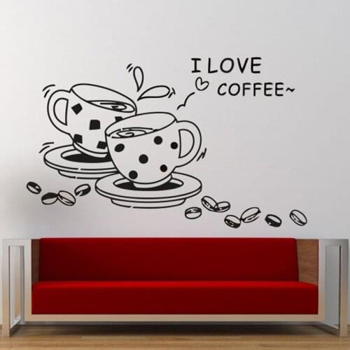 Coffee Wall Decal Quote Good Coffee Friends Quote Cup Tea Wall Stickers Cafe Kitchen Word Vinyl Cafe Decor Design Mural X815