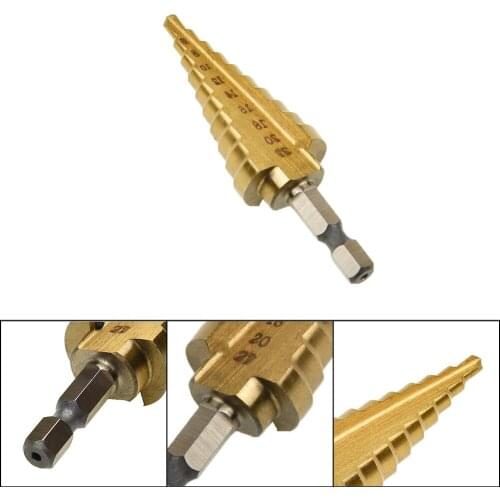 Hole Cone 4241 Set Drill Hss Metal Step Lw Bit Pro 4mm-22mm Titanium Hex Gold