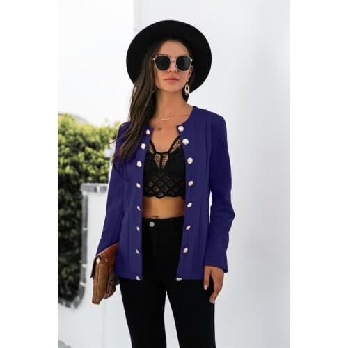 Jackets Women Spring Autumn Solid Color Coat Single-Breasted O-Neck Long Sleeve Slim Cardigan Top For Women Clothing 2021 Casual