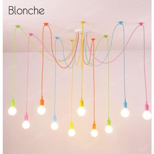 Macaron Pendant Light Spider Hanging Lamp Creative Nordic Lamp Home Decoration Pendant Lamp Living Room Bedroom Light Fixtures