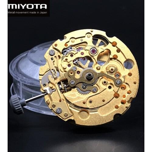 Gold Skeleton Mechanical Movement 82S0 Japan Miyota (CITIZEN) Automatic Self-winding Movt Parashock 21 Jewels Brand Replace Part