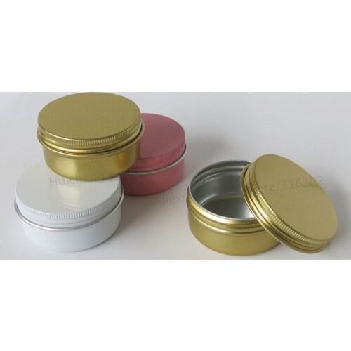 100 x 50G Empty Metal face cream jar small Aluminum candy Case Pot Containers white aluminum candle packaging 50g Metal Tin